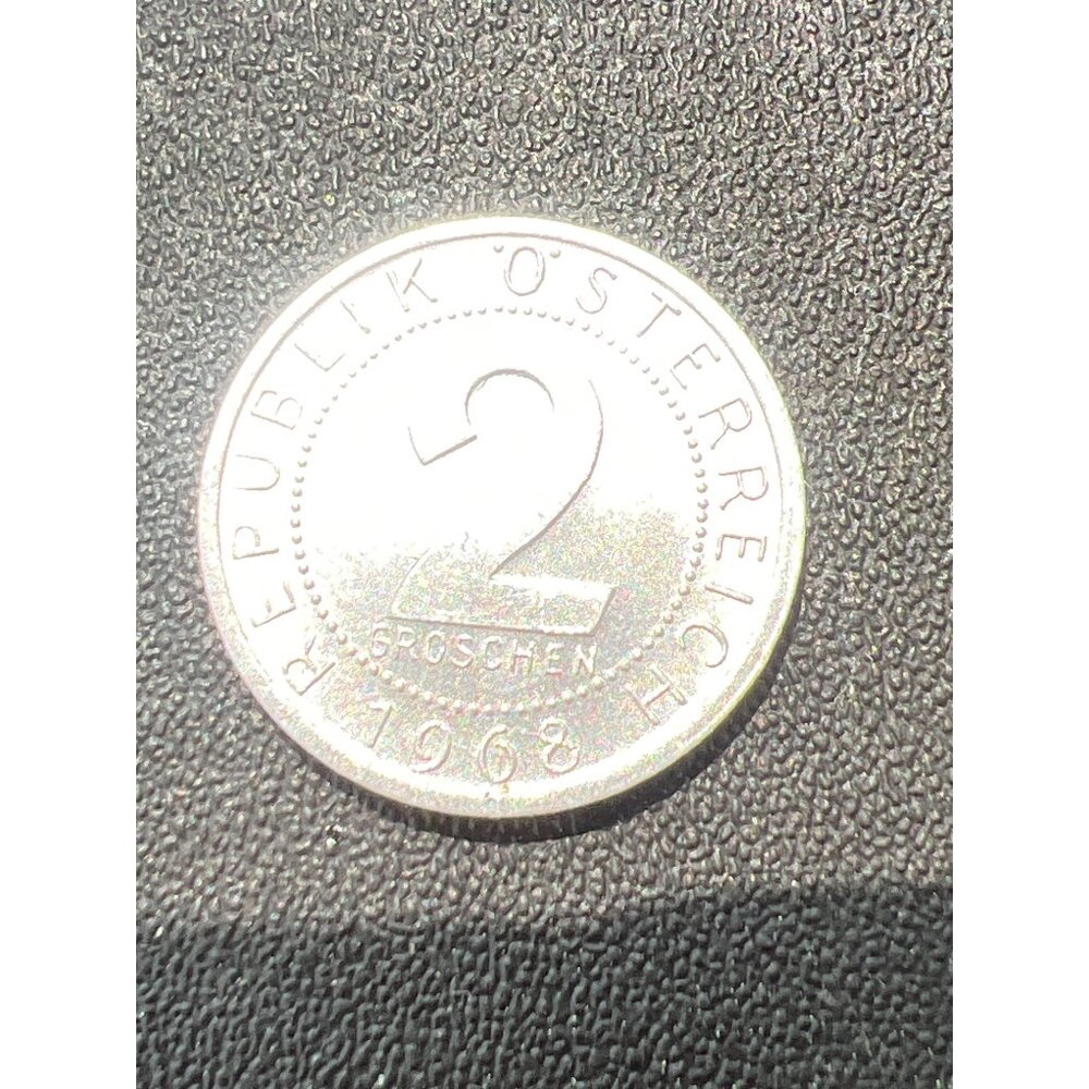 1968 Austrian 2 Groschen Coin Republik Österreich Vintage Collectible Currency